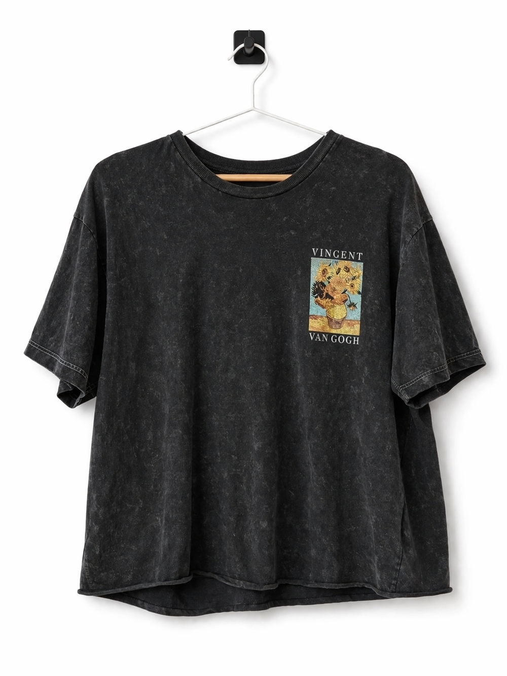 Vincent van Gogh Black Washed Crop Tee